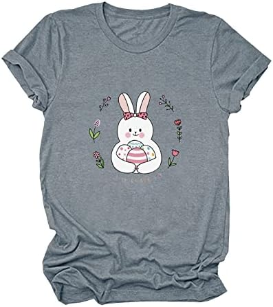 חולצת יום חג הפסחא שמחה לנשים ביצי ארנב חמודות מודפסות חולצות טי קיץ 2023 חולצות שרוול קצרות חולצות