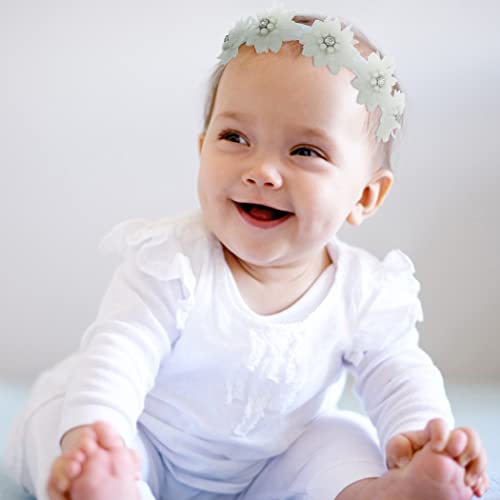 תינוק אלסטי להקת שיער לבן תינוקת סרטי ראש פרח כורכת ליילוד פעוט שיער אבזרים
