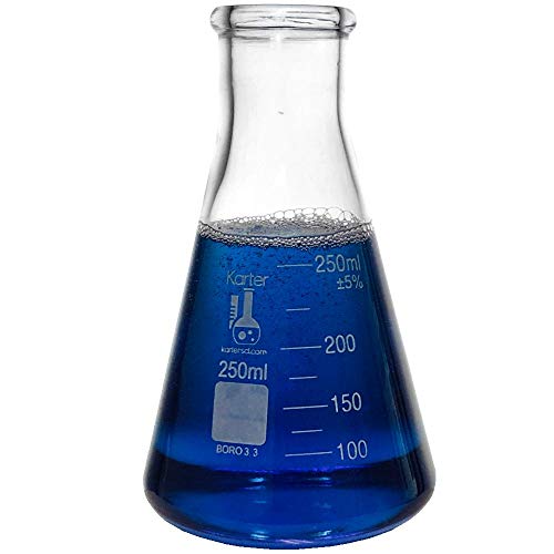 זכוכית ארלנמאייר בקבוק סט עם מגנטי מערבבים בר-4 גדלים-50, 150, 250, ו 500 מ ל, בורו. 3.3 זכוכית, שפה