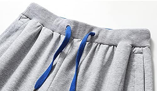 מכנסי ספורט כותנה לקיץ של Niuqi גברים ניגודיות עם שרוך צולעת מצולעת כיסים צדדיים וכיס החלקה אחורי