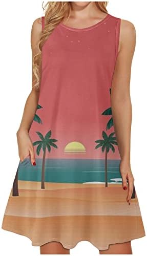 קיץ שמלות לנשים מקרית שרוולים חולצה שמלה פרחוני זורם קפלים חוף שמלה קיצית רופף נדנדה טנק המפלגה שמלה