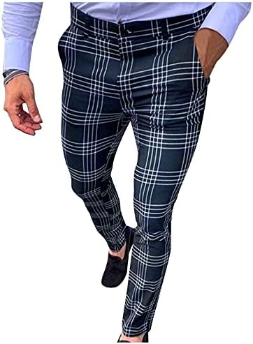 מכנסי חליפת פסים משובצים של דיאגו גברים מסוגננים מכנסיים עפרון וינטג