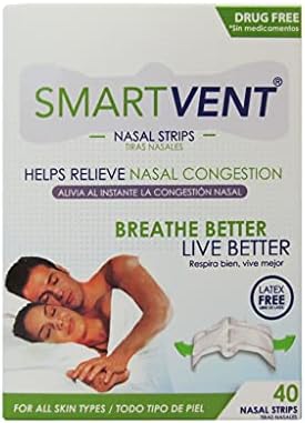 Smart Vent 40 רצועות האף ללא לטקס ללא לטקס שמקלות באופן מיידי את גודש האף נושם טוב יותר, חיים טוב
