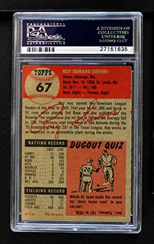 1953 Topps 67 Roy Sievers St. Louis Browns PSA PSA 5.00 Browns
