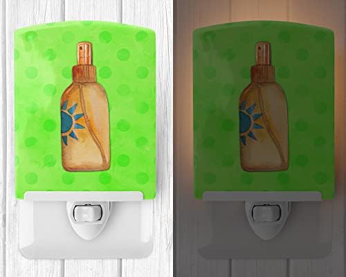אוצרות קרוליין הודעה בבקבוק ירוק פולקדות מנורת לילה קרמית, ירוקה, קומפקטית, מוסמכת, אידיאלית לחדר שינה, חדר