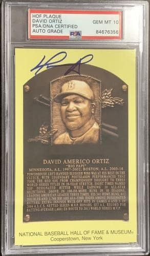 דייוויד אורטיז חתם על זהב HOF Plaque כרטיס לוט של 3 OLIVA KAAT PSA/DNA AUTO GEM 10 - MLB כרטיסי בייסבול עם