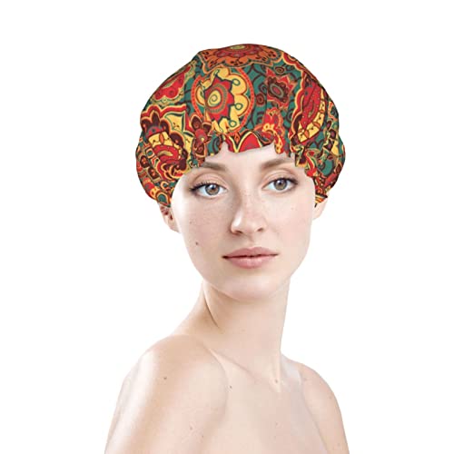 נשים לשימוש חוזר למתיחה שולי שיער כובע רטרו צבעי פייזלי שכבות כפול