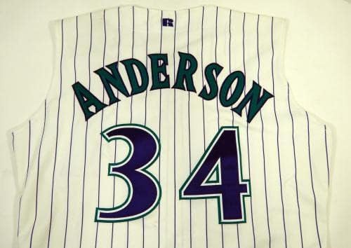 1999 אריזונה דיאמונדבק בריאן אנדרסון 34 משחק הונפק ג'רזי אפוד לבן 915 - משחק השתמשו ב- MLB גופיות