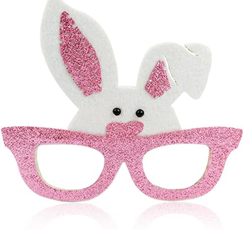 משקפי מסיבת ארנב משקפי פסחא מסגרת נצנצים אוזניים ארנבות איגקאס למבוגרים ציוד עיניים לילדים קישודים לבנים ורודים