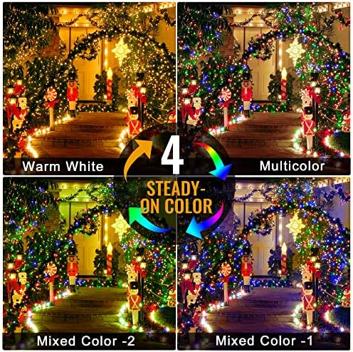 אורות חג מולד חיצוניים של Heceltt סט של אורות מחרוזת 394ft פלוס אורות שינוי צבע 394ft לעץ, מדשאה, קישוטים