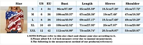גדול נשים של חולצות נשים קיץ אופנה עצמאות יום מודפס חולצה מזדמן חולצות עגול צוואר רופף נוחות