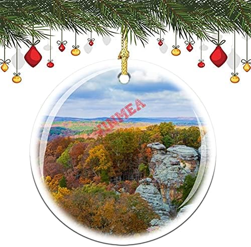 קישוטי חג המולד של Vinmea, גן האלים אזור בילוי ויער לאומי Shawnee מזכרות חג המולד עגול חרסינה