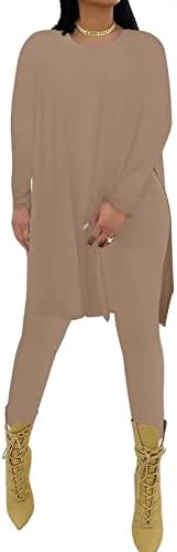 נשים אקסוסי פלוס גודל 2 חתיכות תלבושות הזעה חליפות צוואר טוניקת צוואר צמרות מכנסיים רזים סטים
