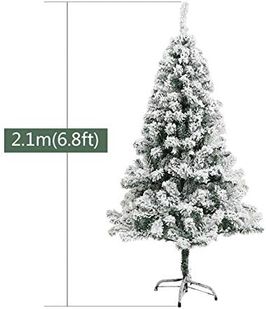 ZPEE 6.8ft שלג נוהר חג המולד קישוט חומר PVC עץ חג המולד, מלאכותי עם מתכת עמד