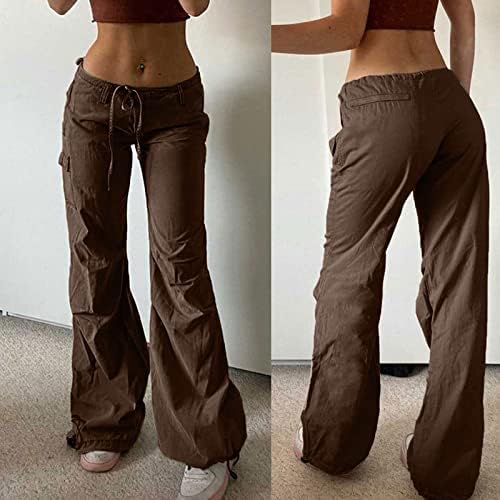 מכנסיים מטען נשים, בתוספת גודל מכנסיים מטען אלסטי מותניים שרוך מכנסיים מכנסיים עלייה נמוכה מכנסיים מטען נשים