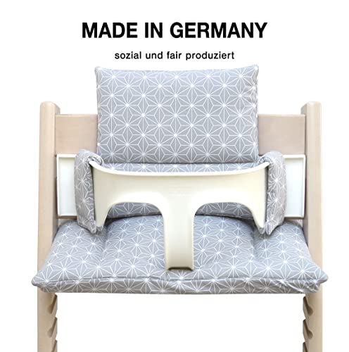 בלוסברג תינוק-מצופה כרית סט עבור טריפ טראפ גבוהה כיסא של סטוקה-שמח כוכב אפור- תוצרת גרמניה, כל חומרים