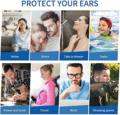 Osoftender Soft Slicon אוזניים תקעים עם מארז נשיאה מפלסטיק, NNR 22dB, הפחתת רעש, ניתן לשטוף, ניתן לשימוש