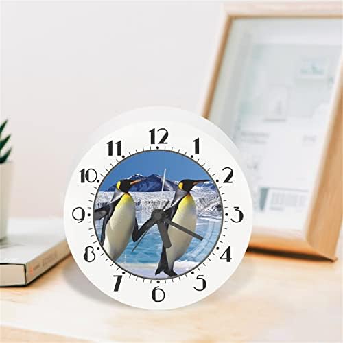 Frestree חמוד פינגווין זוג הדפסה שעון מעורר שעון שקט לא מתקתק לעיצוב לילדים סוללה שולחן מופעל מארגן