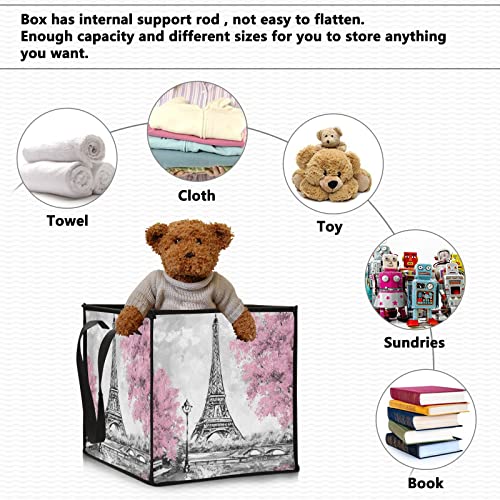 פריז אייפל מגדל אחסון סל אחסון מתקפל בצעצועים סל אחסון סל קוביית כביסה סל כביסה אטום למים פטיש עם ידיות לילדים