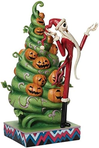 Enesco Jim Shore Disney מסורות הסיוט לפני חג המולד, עץ חג המולד מעוטר בפנסים של ג'ק או עם פסלון ג'ק