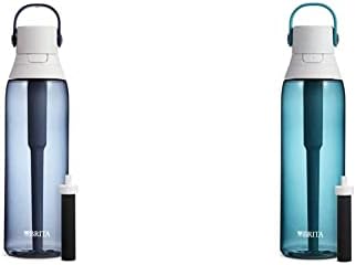 בקבוק מים מסונן מבודד בריטה עם קש, לשימוש חוזר, פלסטיק חינם, שמי לילה, 26 אונקיה ובקבוק מים מסונן מבודד עם קש,