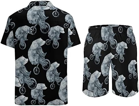דובי יער אופניים אופניים לגברים 2 חלקים תלבושות חוף כפתור הוואי למטה חולצה עם שרוול קצר וחליפות