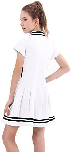 אקסארוס בנות שמלת טניס בגדי גולף בגד שרוול קצר תלבושת פולו רוכסן ספורט שמלות קפלים עם כיסי