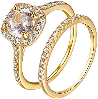 תכשיטים לבנים חתיכות זהב שני חתונה ריינסטון 6-9 טבעות טבעות בגודל טבעות אבן לנשים בוהמייה