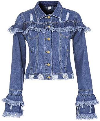 Listha מעיל קאובוי במצוקה נשים יבול צמרות ג'ינס ז'קטים קצרים שרוול ארוך