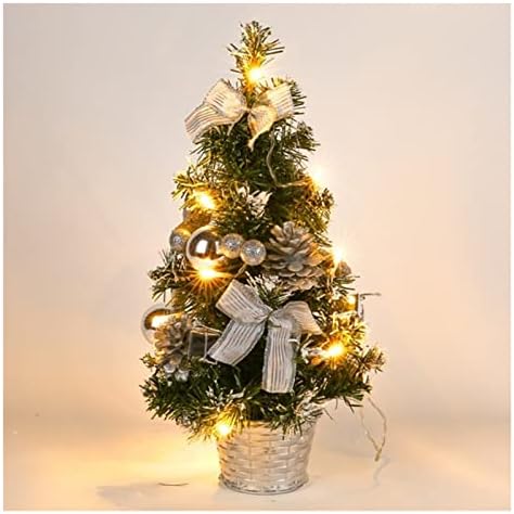 עץ חג המולד של Deflab 40 סמ מיני עץ חג המולד אורות חג המולד שולחן חג המולד קישוטי קישוטי מלא מלאכותיים של קישוטי