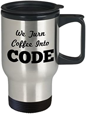 מתכנת מחשב מצחיק ספל נסיעות כוס תה גדול אידיאלי מושלם לגברים נשים שאנחנו הופכים קפה לקוד