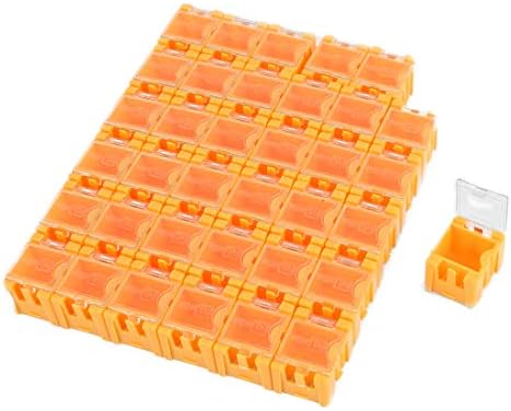 AEXIT 36 PCS כלים מארגנים צהובים מפלסטיק קליפ אלקטרוני מארגני כלים תיבות קופסאות קופסאות קופסאות