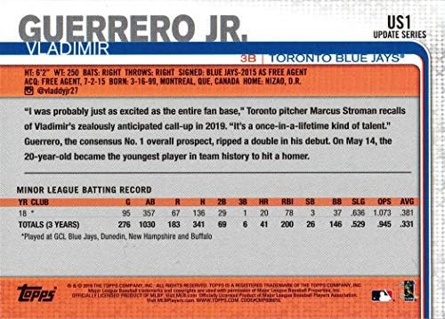 2019 Topps Update Baseball US1 Vladimir Guerrero Jr. כרטיס טירון