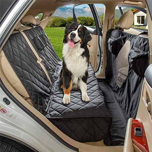 כיסוי מושב לרכב של יניס לכלבים, כל כיסוי המושב האחורי המכוסה עם חלון רשת, ספסל וכיסוי מושב ערסל