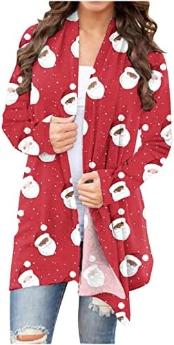 נשים חמוד חג המולד קרדיגן מצחיק סנטה חג המולד מעיל מסיבת חג מעיל חצייה של שרוול ארוך שרוול קל משקל