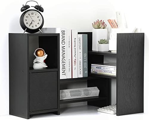 שולחן עבודה מדף מתכוונן עץ קטן מדף ספרים ציוד משרדי מארגן שולחן ואבזרים תצוגת מדף עם 2 קומות