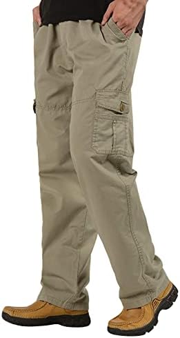 מכנסי מטען קלים גברים גברים גדולים וגבוהים מכות כותנה רופפת מזדמנים בתוספת מכנסי מותניים אלסטיים בגודל גודל-