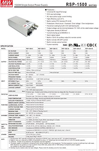 MW ממוצע טוב היטב RSP-1500-48 48V 32A 1516W פלט יחיד עם ספק כוח פונקציה PFC