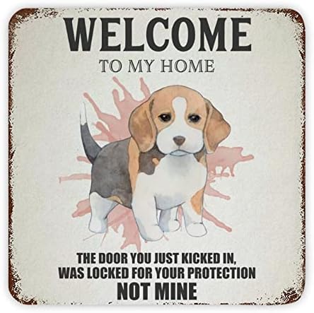 מצחיק כלב מתכת סימן שלט לחיות מחמד כלב ברוכים הבאים שלי בית רטרו לחיות מחמד כלב דלת קולב סימן בציר מתכת פוסטר