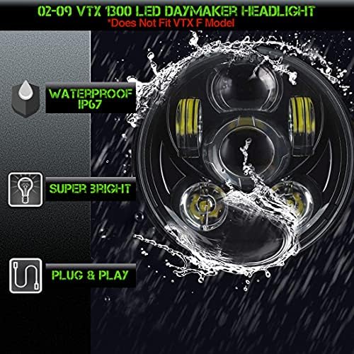 Lights SLK VTX 5 3/4 LED ערכת פנס שחור -יצרנית שחורה - סוגר וחומרה - Plug & Play - הונדה VTX 1300 תואמת והונדה