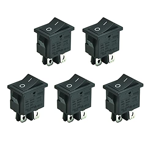 Filshu 5pcs Snap-in Dpst Mini Rocker מתג on-off 6A/250VAC 10A/125VAC T85