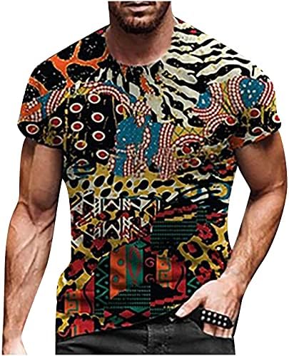 גברים גרפי חולצות בציר אפריקאי שבטי פרחוני מקרית חולצות קצר שרוול עגול צוואר הדפסת טי חולצה חולצה של-5