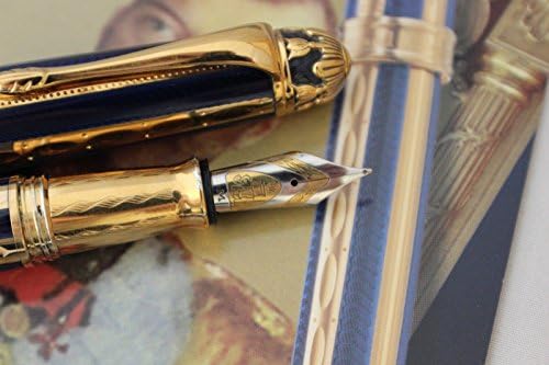 מישל פרצ'ין כחול וזהב מצולע אמייל ורמיל מזרקה עט 1998