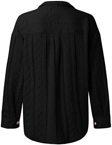מעילי מעילי סוודר מזדמנים של נשים כפתור על ז'קט חולצות שרוול ארוך עם כיסים ז'קט פליס