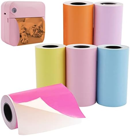 מדפסת מיני של אוגוט ו 6 גליל גליל נייר מדפסת תרמית, מדפסת כיס בלוטות 'מדפסת תרמית ללא דיו מדפסת מדבקה ניידת