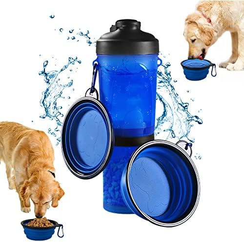בקבוק מים לכלבים בקבוק מים נייד 4 ב -1 לכלבים, מתקן בקבוק מים לכלבים 26 עוז לשתייה, האכלה, נסיעות,