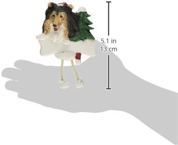 קישוט של Sheltie עם קישוט חג מולד עם רגליים משתלשלות ייחודיות ומותאמות אישית בקלות