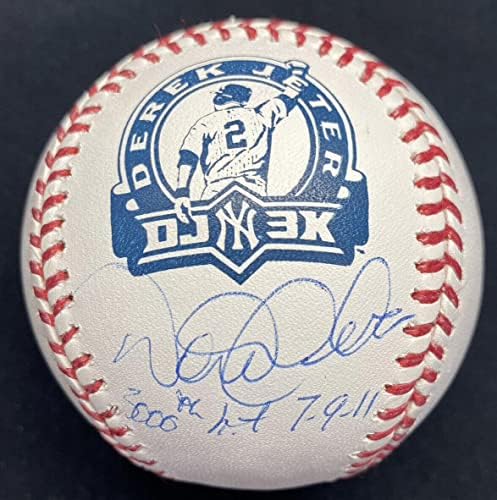 דרק ג'טר 3,000 הכה 7/9/11 חתום על לוגו DJ3K בייסבול שטיינר ספורט MLB HOLO - בייסבול חתימה
