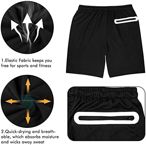 מכנסיים קצרים אתלטים לגברים, מכנסי אימון כושר 2 ב -1 בגברים לרשת אימוני יוגה יבשים מהירים מפעילים מכנסיים