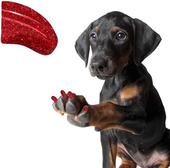 די טפרים 1 שנה אספקת רך נייל כובעים עם דבק עבור כלב טפרים-סוכריות תפוח אדום